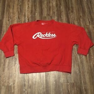 Young & Reckless Sweatshirt Men's 2XL Red Pullover Crewneck LA Ribbed Streetwear